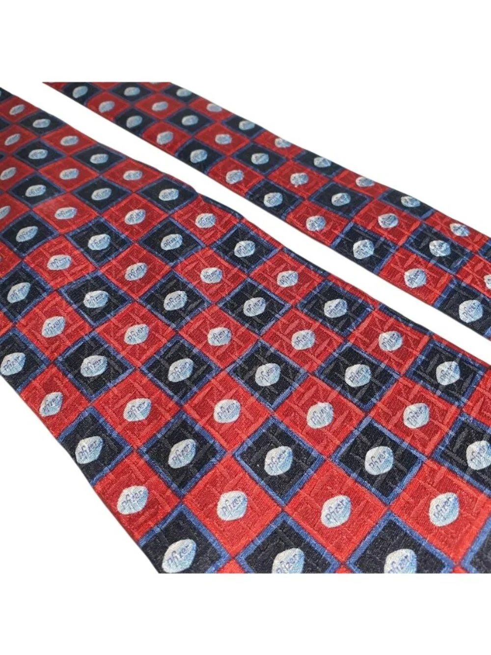 Pfizer Silk Men Neck Tie Red Little Blue Pill Pharmacist Prescription Novelty